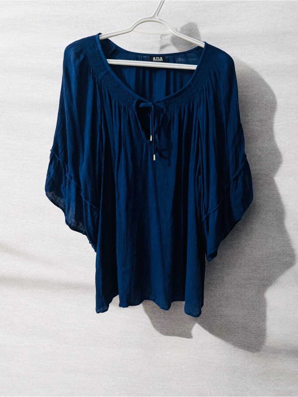 a.n.a Deep Navy Tie-Front Peasant Tunic